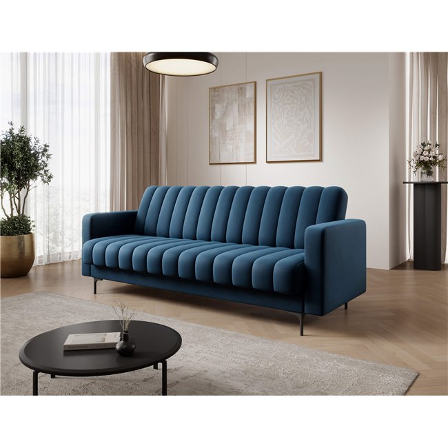 Sofa bed Eroneyy, sleeping function, Lukso 40, velvet, blue, H86x212x89cm