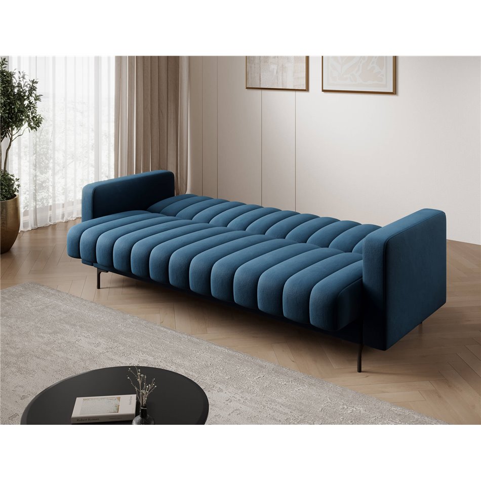 Sofa bed Eroneyy, sleeping function, Lukso 40, velvet, blue, H86x212x89cm