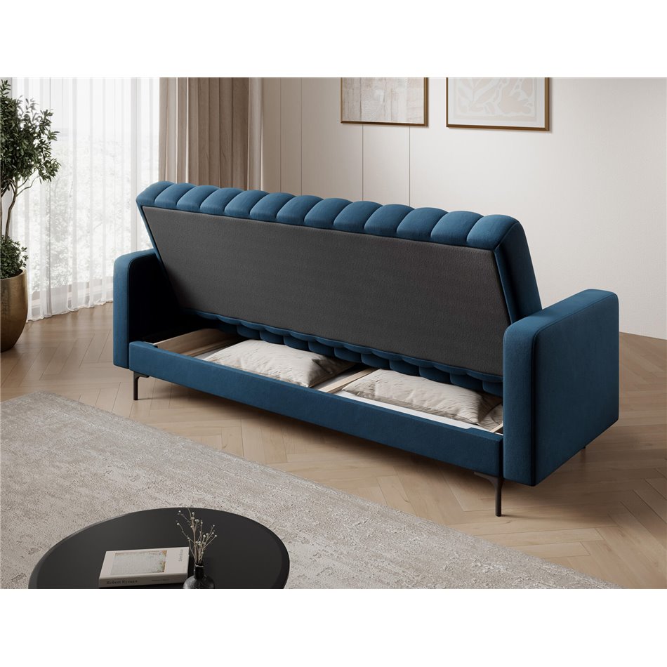 Sofa bed Eroneyy, sleeping function, Lukso 40, velvet, blue, H86x212x89cm