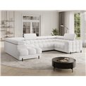 U-shaped sofa Efectory L, sleeping function, Royal 01, boucle, white, H93x346x205cm