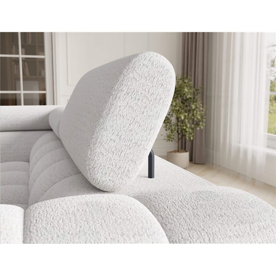 U-shaped sofa Efectory L, sleeping function, Royal 01, boucle, white, H93x346x205cm