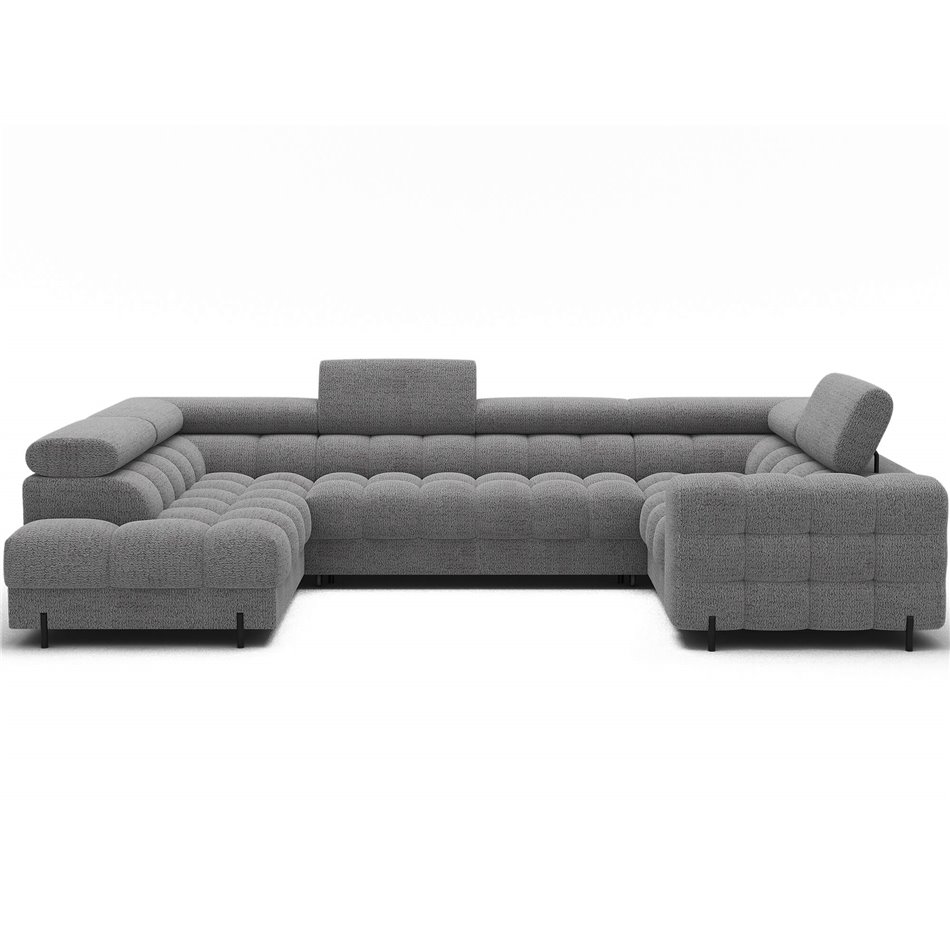 U-shaped sofa Efectory L, sleeping function, Royal 03, boucle, grey, H93x346x205cm