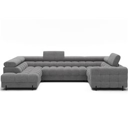 U-shaped sofa Efectory L, sleeping function, Royal 03, boucle, grey, H93x346x205cm