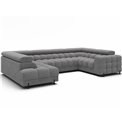 U-shaped sofa Efectory L, sleeping function, Royal 03, boucle, grey, H93x346x205cm