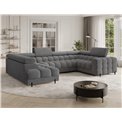 U-shaped sofa Efectory L, sleeping function, Royal 03, boucle, grey, H93x346x205cm