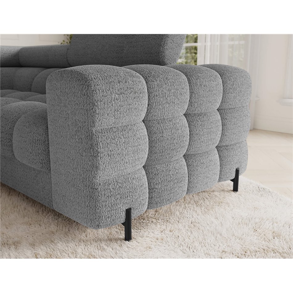 U-shaped sofa Efectory L, sleeping function, Royal 03, boucle, grey, H93x346x205cm