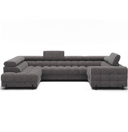 U-shaped sofa Efectory L, sleeping function, Aura 04, velvet, grey, H93x346x205cm