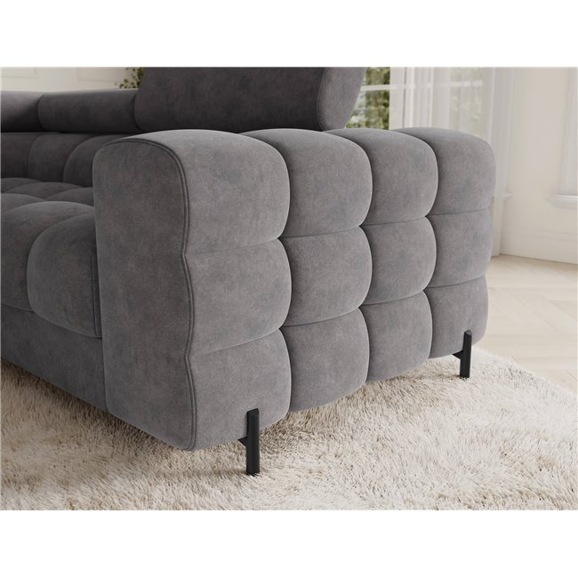 U-shaped sofa Efectory L, sleeping function, Aura 04, velvet, grey, H93x346x205cm