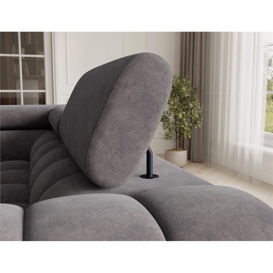 U-shaped sofa Efectory L, sleeping function, Aura 04, velvet, grey, H93x346x205cm