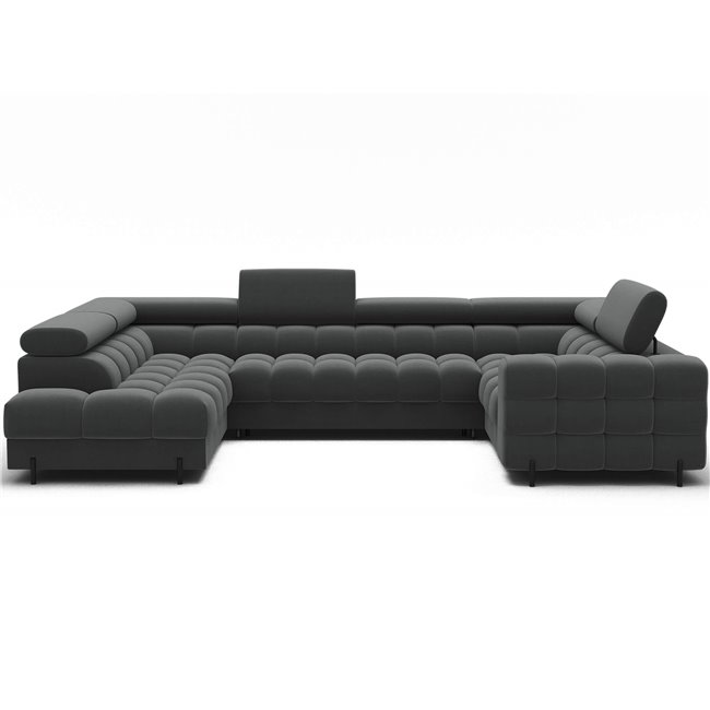 U-shaped sofa Efectory L, sleeping function, Sola 06, dark grey, H93x346x205cm