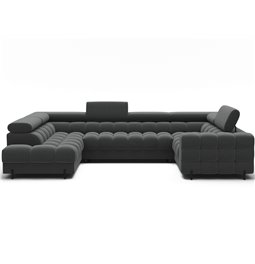 U-shaped sofa Efectory L, sleeping function, Sola 06, dark grey, H93x346x205cm