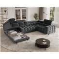 U-shaped sofa Efectory L, sleeping function, Sola 06, dark grey, H93x346x205cm
