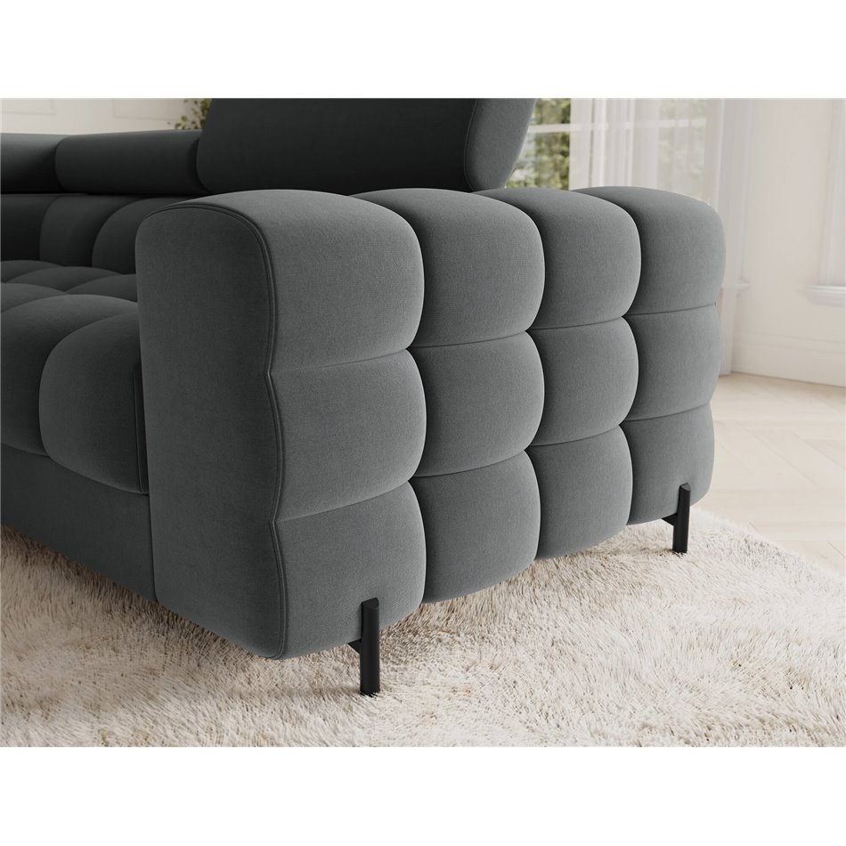 U-shaped sofa Efectory L, sleeping function, Sola 06, dark grey, H93x346x205cm