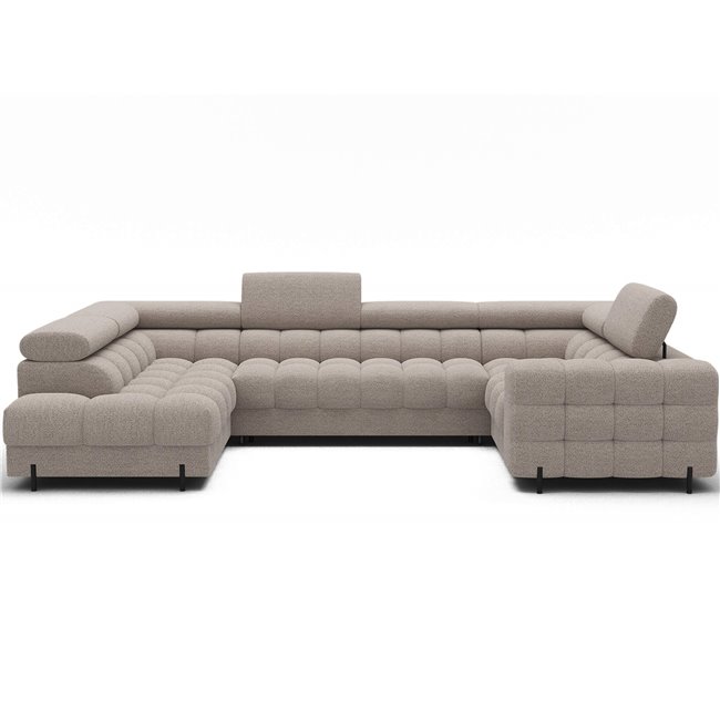 U-shaped sofa Efectory L, sleeping function, Royal 18, boucle, beige, H93x346x205cm