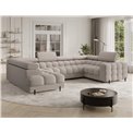 U-shaped sofa Efectory L, sleeping function, Royal 18, boucle, beige, H93x346x205cm