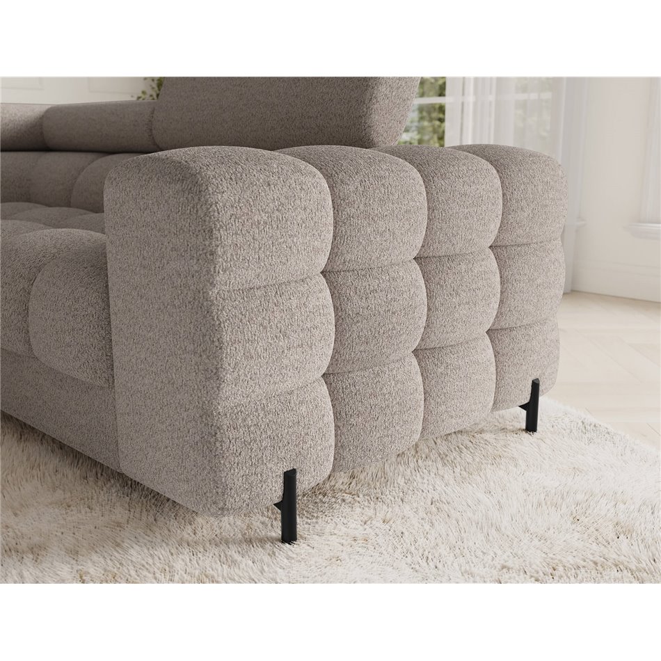U-shaped sofa Efectory L, sleeping function, Royal 18, boucle, beige, H93x346x205cm