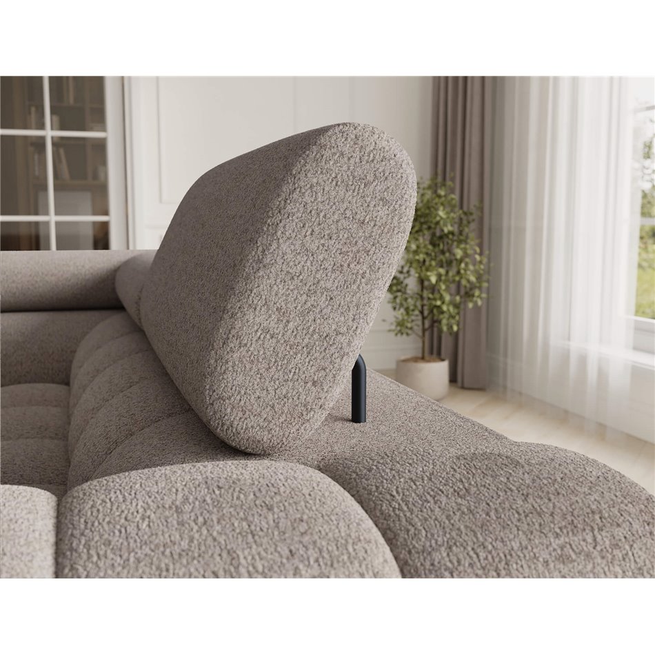 U-shaped sofa Efectory L, sleeping function, Royal 18, boucle, beige, H93x346x205cm