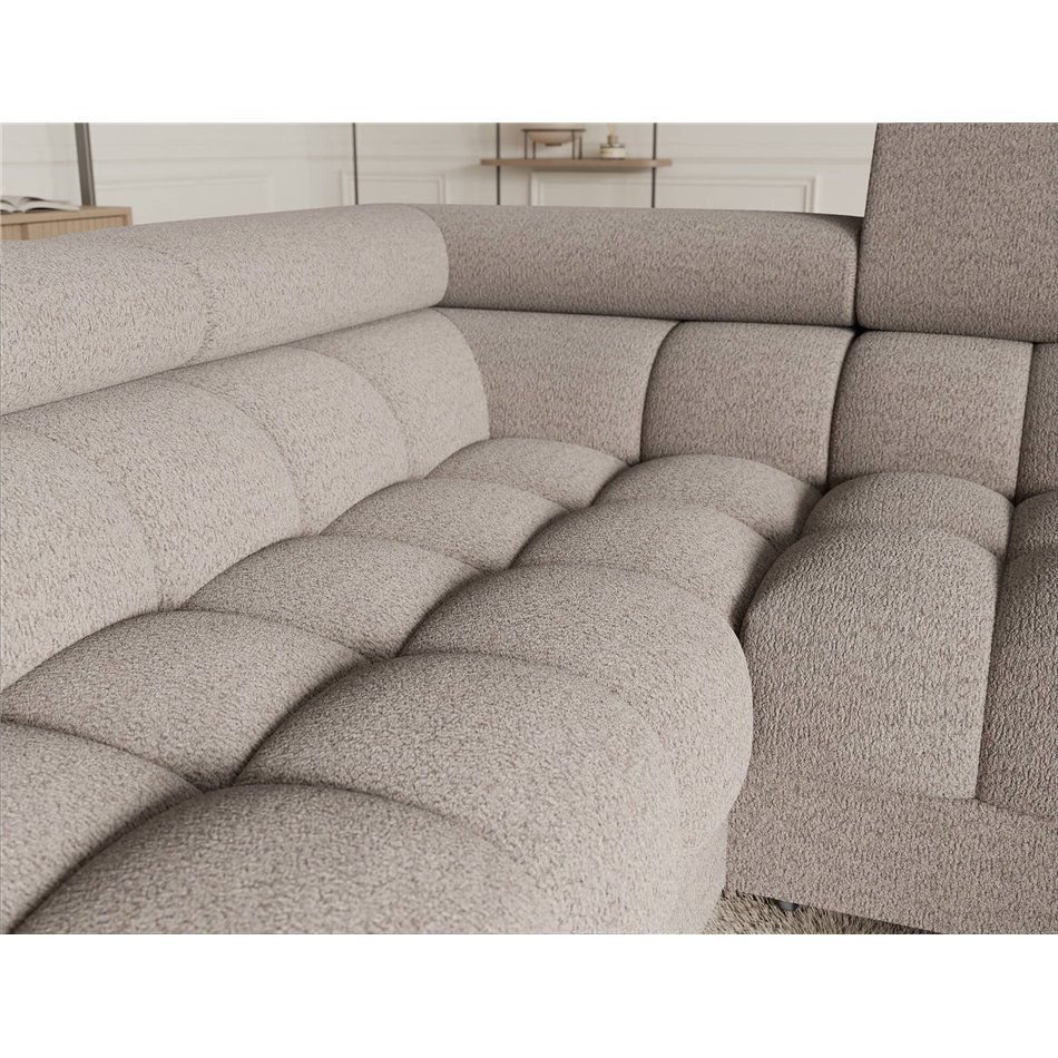 U-shaped sofa Efectory L, sleeping function, Royal 18, boucle, beige, H93x346x205cm
