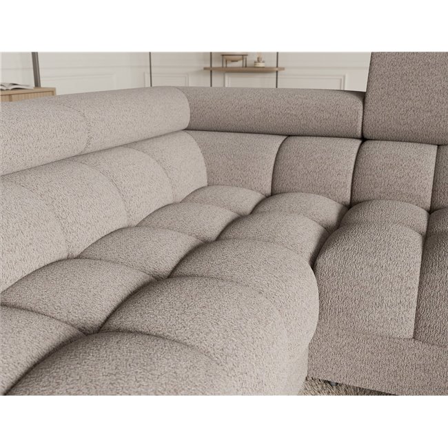 U-shaped sofa Efectory L, sleeping function, Royal 18, boucle, beige, H93x346x205cm