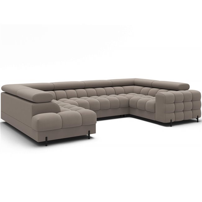 U-shaped sofa Efectory L, sleeping function, Sola 18, beige, H93x346x205cm