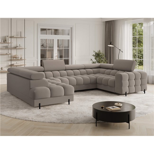 U-shaped sofa Efectory L, sleeping function, Sola 18, beige, H93x346x205cm
