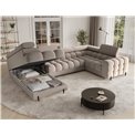 U-shaped sofa Efectory L, sleeping function, Sola 18, beige, H93x346x205cm