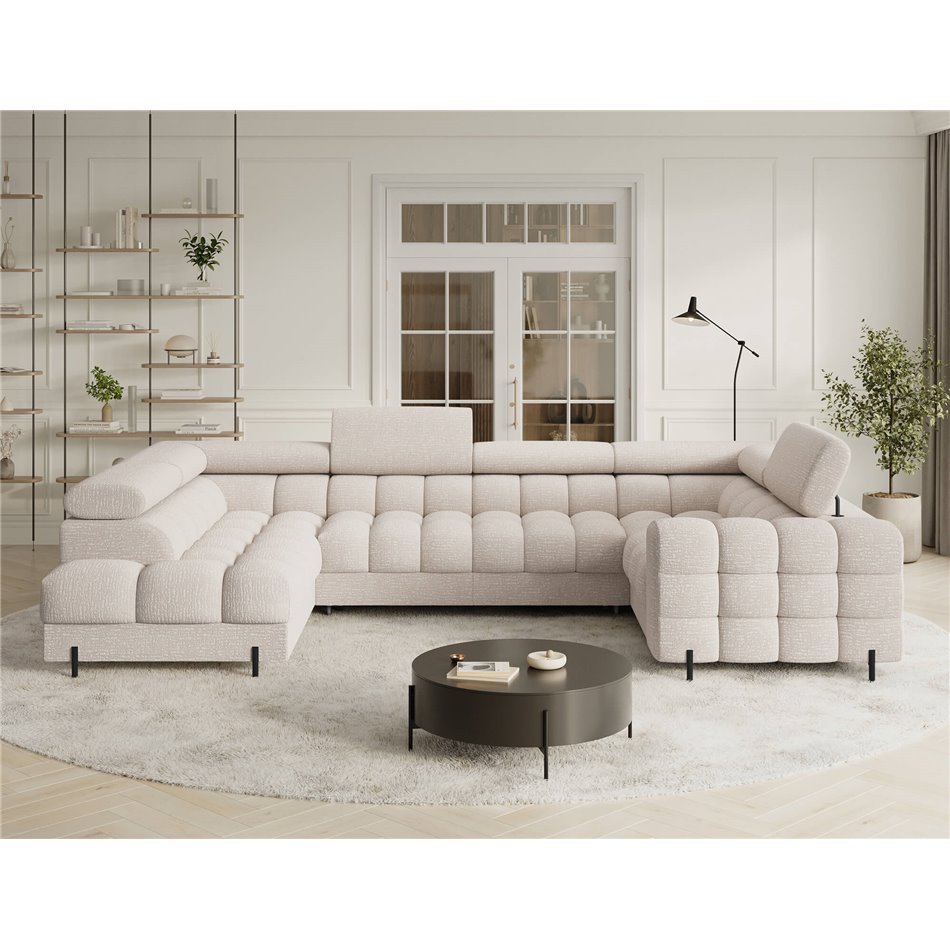 U-shaped sofa Efectory L, sleeping function, Baffix 20, dark beige, H93x346x205cm