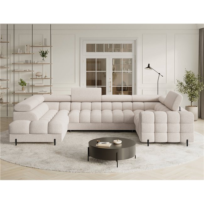 U-shaped sofa Efectory L, sleeping function, Baffix 20, dark beige, H93x346x205cm