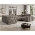 U-shaped sofa Efectory L, sleeping function, Royal 20, boucle, brown, H93x346x205cm