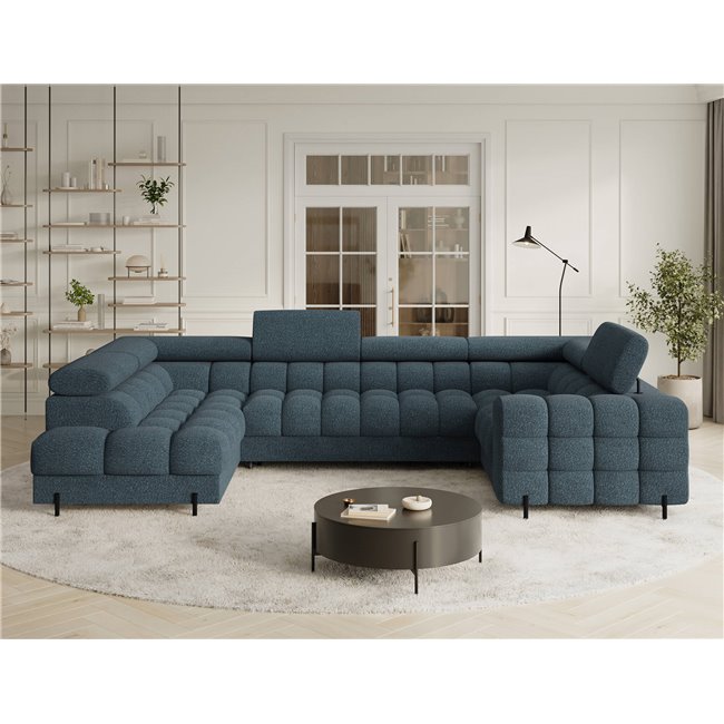U-shaped sofa Efectory L, sleeping function, Jaffray 40, blue, H93x346x205cm