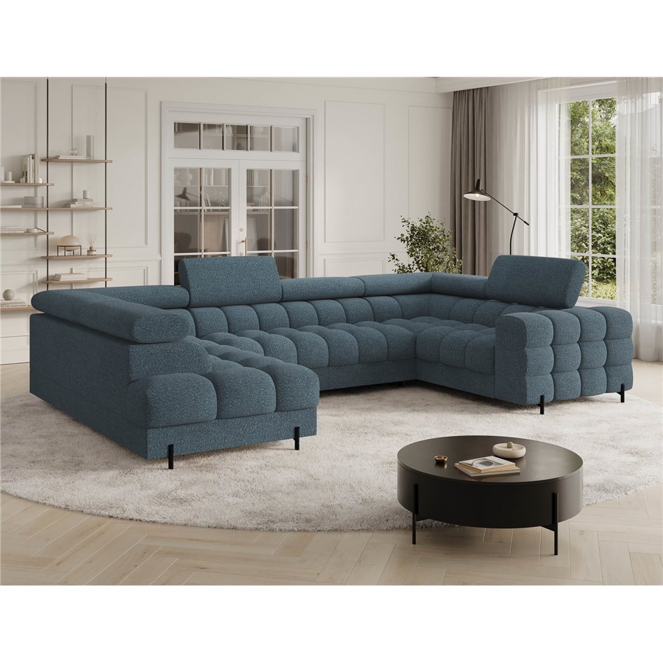 U-shaped sofa Efectory L, sleeping function, Jaffray 40, blue, H93x346x205cm