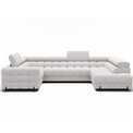 U-shaped sofa Efectory R, sleeping function, Royal 01, boucle, white, H93x346x205cm