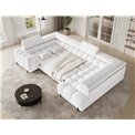 U-shaped sofa Efectory R, sleeping function, Royal 01, boucle, white, H93x346x205cm