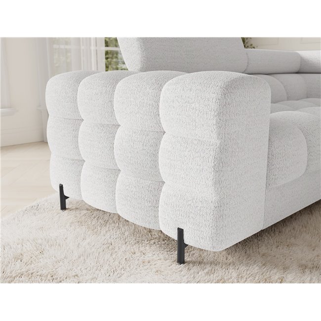 U-shaped sofa Efectory R, sleeping function, Royal 01, boucle, white, H93x346x205cm