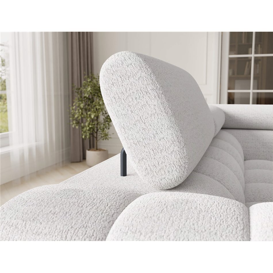 U-shaped sofa Efectory R, sleeping function, Royal 01, boucle, white, H93x346x205cm