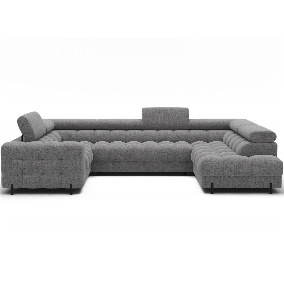 U-shaped sofa Efectory R, sleeping function, Royal 03, boucle, light grey, H93x346x205cm
