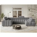 U-shaped sofa Efectory R, sleeping function, Royal 03, boucle, light grey, H93x346x205cm