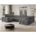 U-shaped sofa Efectory R, sleeping function, Royal 03, boucle, light grey, H93x346x205cm