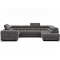 U-shaped sofa Efectory R, sleeping function, Aura 04, velvet, grey, H93x346x205cm