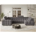 U-shaped sofa Efectory R, sleeping function, Aura 04, velvet, grey, H93x346x205cm