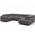 U-shaped sofa Efectory R, sleeping function, Aura 04, velvet, grey, H93x346x205cm