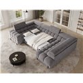 U-shaped sofa Efectory R, sleeping function, Aura 04, velvet, grey, H93x346x205cm
