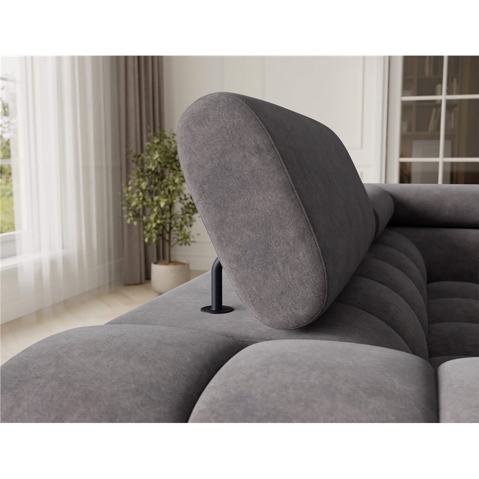 U-shaped sofa Efectory R, sleeping function, Aura 04, velvet, grey, H93x346x205cm