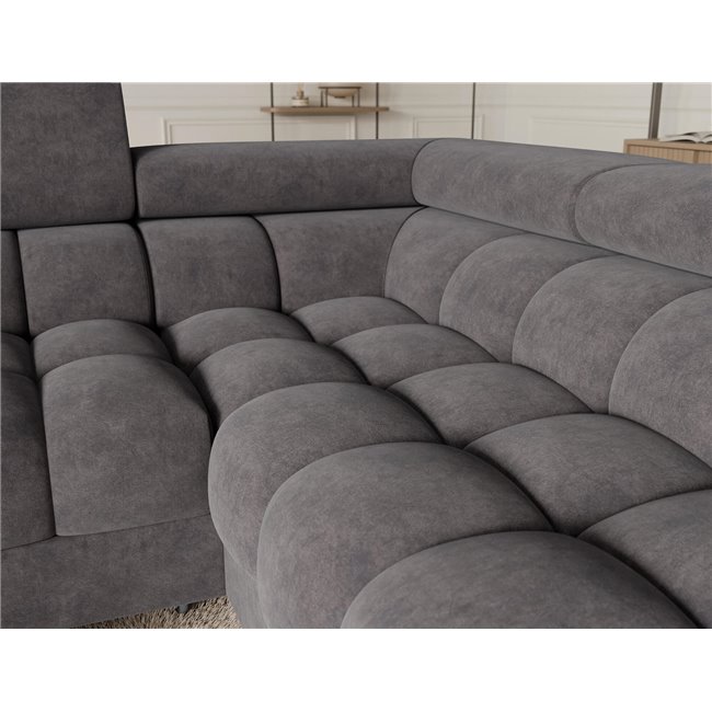 U-shaped sofa Efectory R, sleeping function, Aura 04, velvet, grey, H93x346x205cm