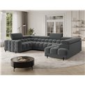 U-shaped sofa Efectory R, sleeping function, Sola 06, dark grey, H93x346x205cm