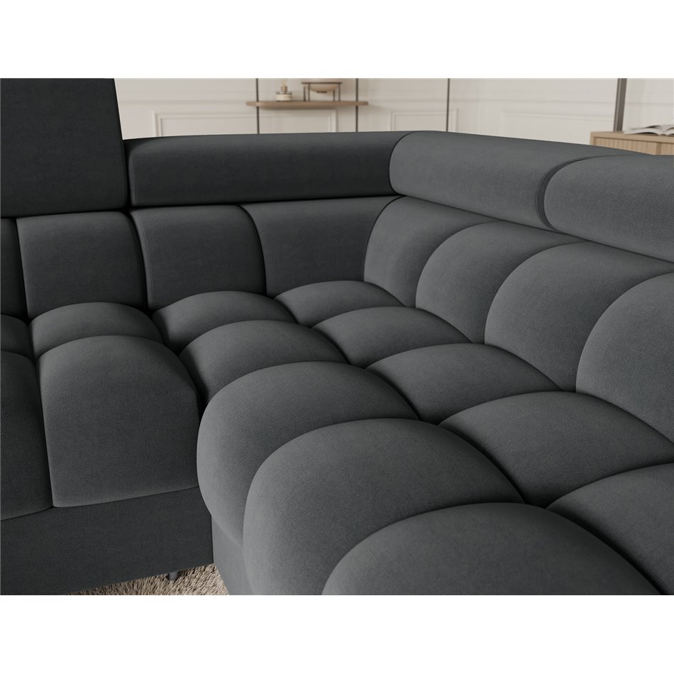 U-shaped sofa Efectory R, sleeping function, Sola 06, dark grey, H93x346x205cm
