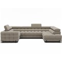U-shaped sofa Efectory R, sleeping function, Aura 18, velvet, beige, H93x346x205cm