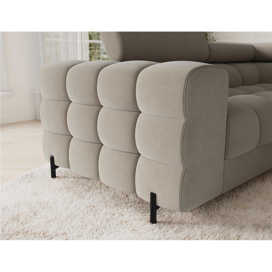 U-shaped sofa Efectory R, sleeping function, Aura 18, velvet, beige, H93x346x205cm