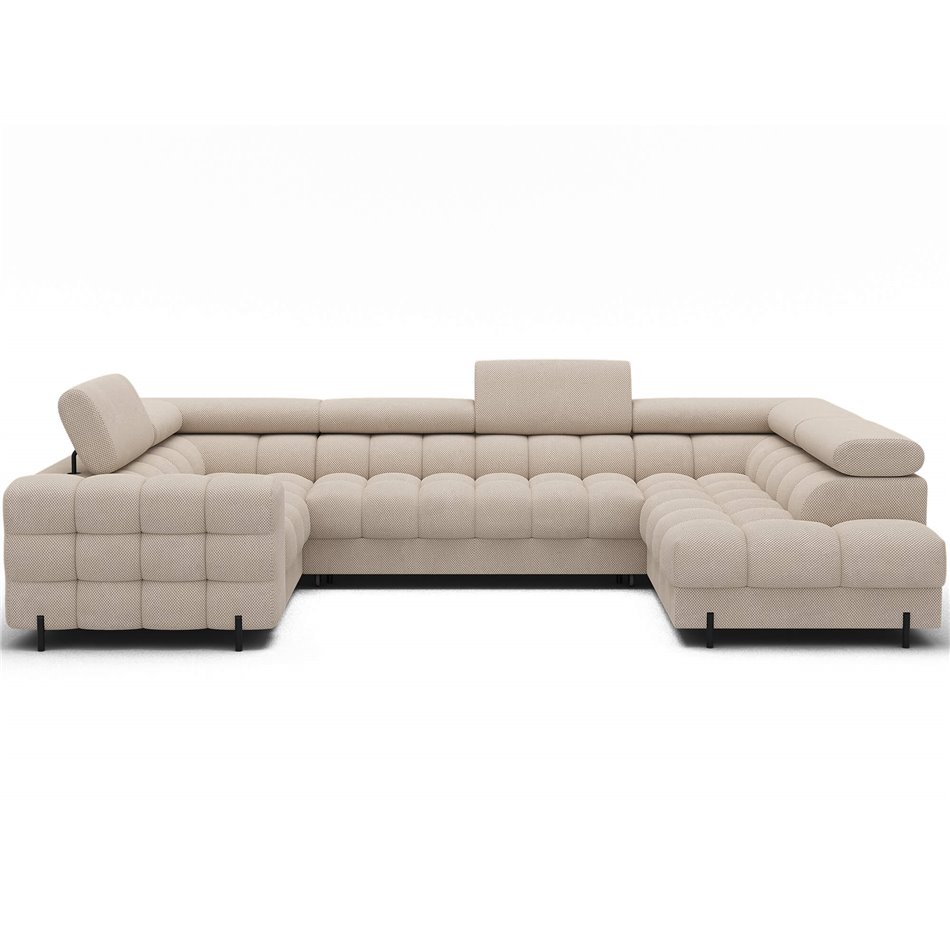 U-shaped sofa Efectory R, sleeping function, Calmora 18, beige, H93x346x205cm