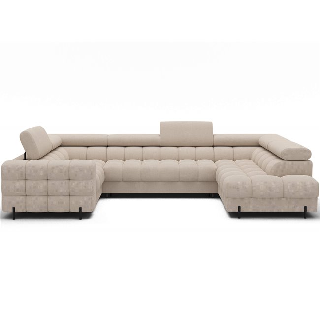 U-shaped sofa Efectory R, sleeping function, Calmora 18, beige, H93x346x205cm